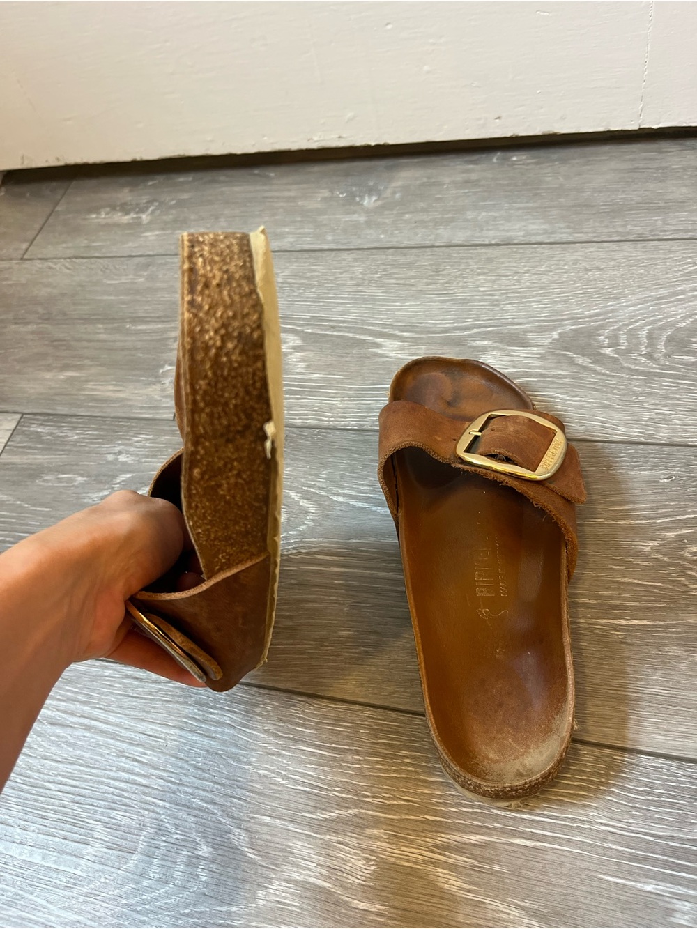 Birkenstock Madrid Big Buckle sandals in cognac oiled leather Size 40 / W 9-9.5 - Picture 6 of 9